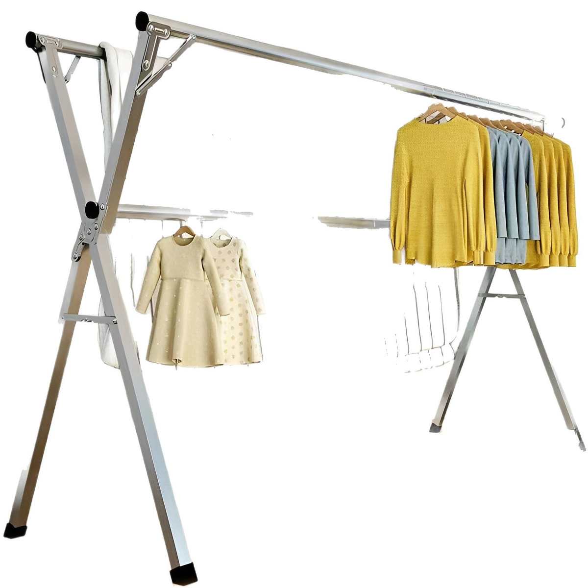 折叠晾衣架阳台家用落地室内不锈钢挂衣架伸缩晒被子杆