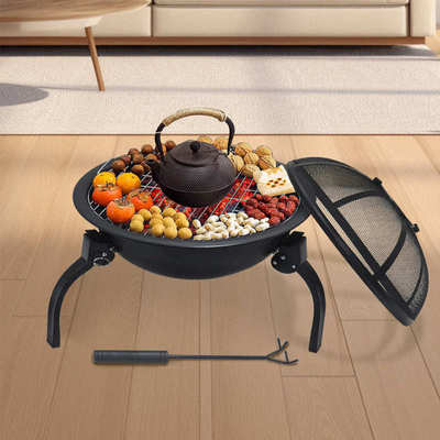 22英寸便携折叠腿烤火盆户外围炉取暖烧烤炉fire pit柴木暖炉火盆