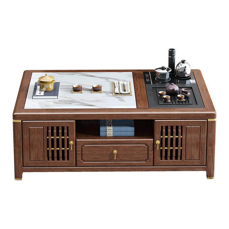 新中式实木功夫茶几桌多功能客厅小户型胡桃木桌子茶台一体泡茶桌
