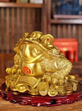 纯黄铜金蟾蜍饰品办公室柜台桌面小招财进宝三脚蟾蜍家居装饰饰品