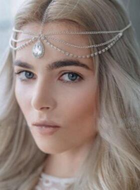 Bohemian Crystal Eyebrow Pendant Head Chain Water Drop Alloy