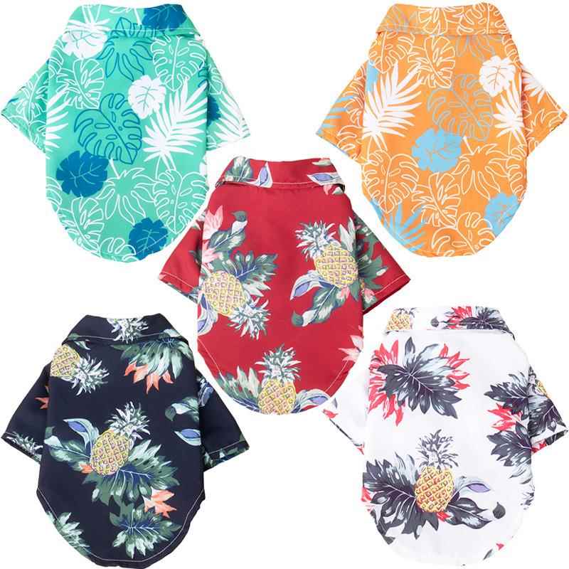 狗狗衣服夏季印花夏威夷椰树衬衫中小型泰迪柴犬宠物服饰