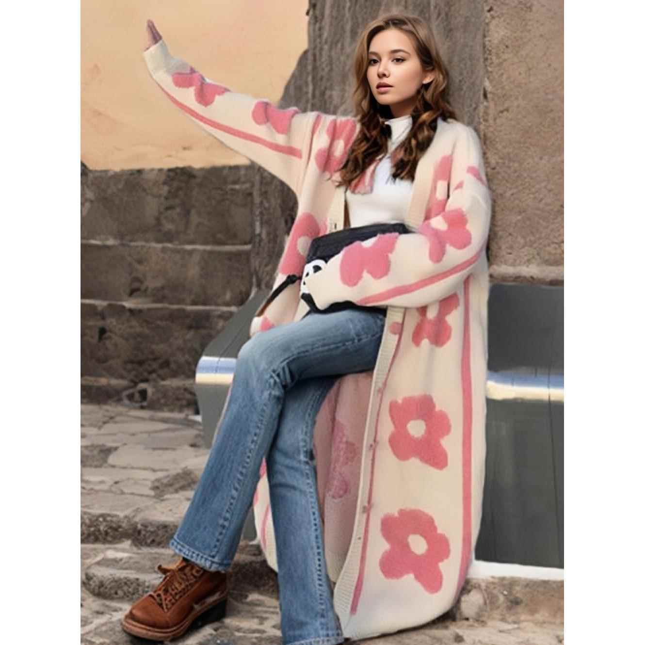 long female chic lady coat outfit women winter neck leopard