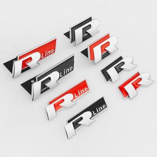 大众朗逸速腾高尔夫r标cc迈腾polo中网改装 饰车贴 rline尾标车身装
