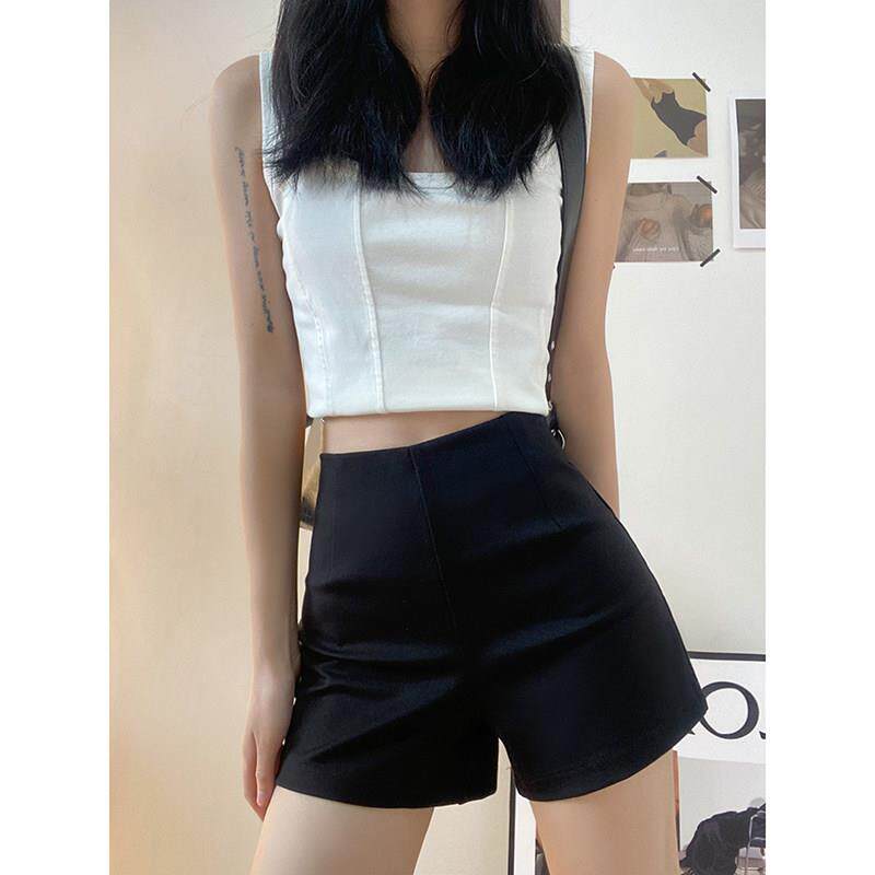 黑色高腰西装短裤女夏弹力2025韩版小个子显瘦百搭美式休闲热裤
