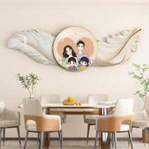 现代轻奢创意羽毛餐厅装饰画组合雕刻画床头沙发背景挂画