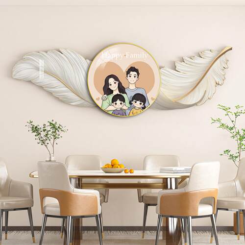 现代景轻奢创意羽毛餐头厅装饰画组合雕刻画床沙发DK2-B14背挂画