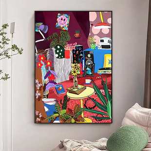 马蒂斯抽象派挂画客厅大幅落地装 饰画高级感小众艺术沙发背景油画