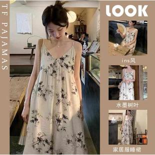 夏季 甜美家居服女 短袖 睡裙卡通简约睡衣宽松女士加肥中简约长款
