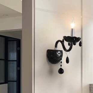 法式复古黑色客厅壁灯背景墙装饰过道灯简约大气书房卧室灯高级感