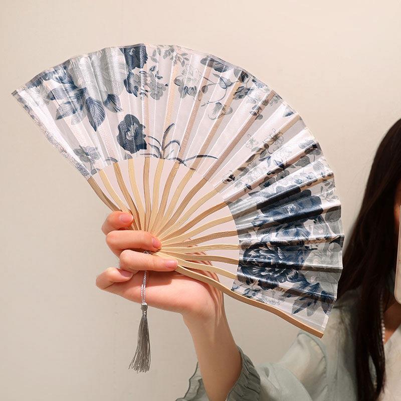 新中式折扇古风扇子夏季女扇便携折叠扇中国风汉服旗袍扇古典竹扇