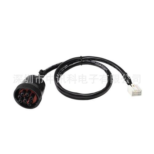 J19399针公头到12针外壳插头连接器obd2ELD电缆