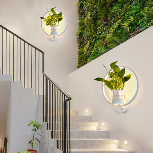 床头灯卧室绿色植物现代简约楼梯客厅具创意led走廊过道墙上壁灯