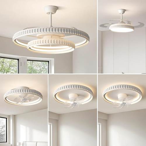 客厅隐形风扇灯2025新款现代简约家用卧室摇头套餐吸顶电吊扇灯具