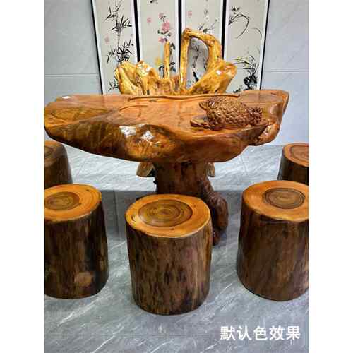 根雕原木树桩木桩底座茶几茶桌圆木凳子香樟木墩树墩凳子实木墩子