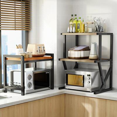 Kitchen countertop organizer with layered storage shelves fo