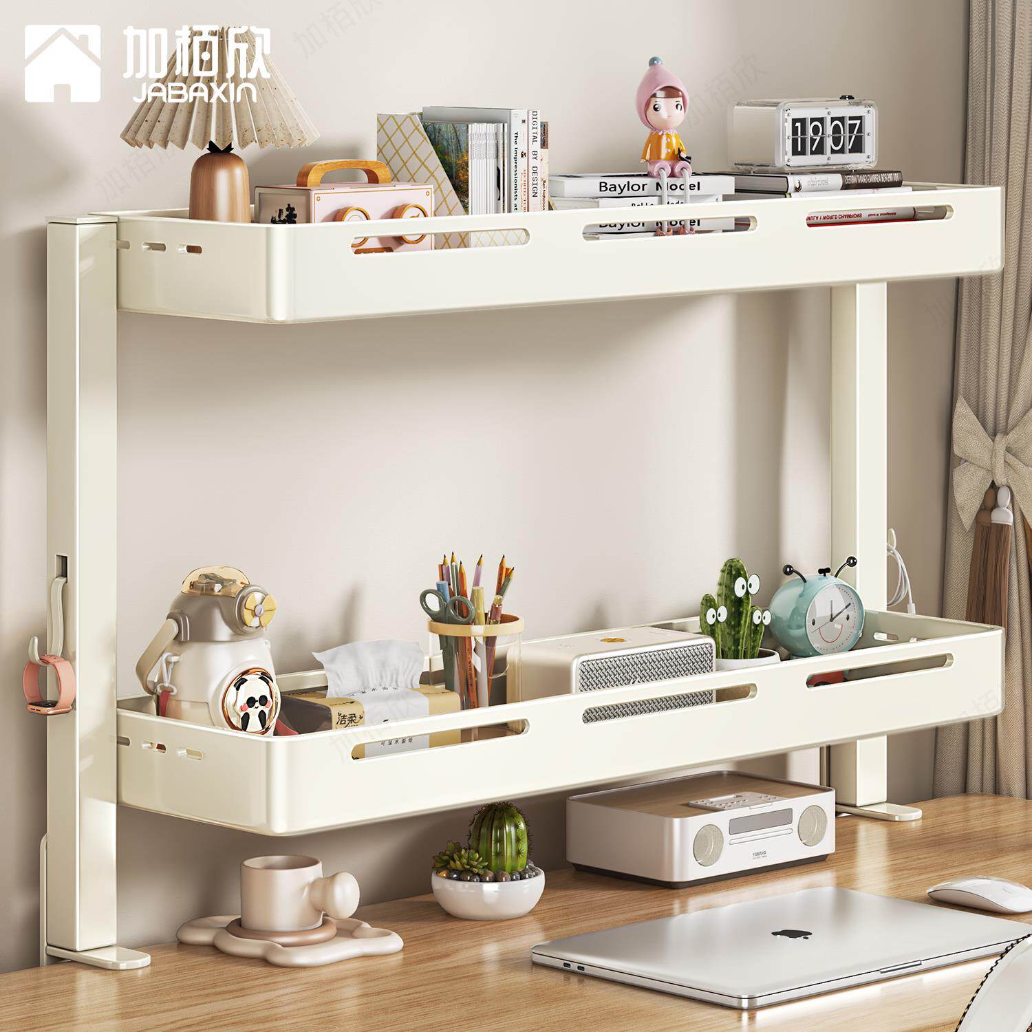 桌面置物架双层免打孔学生学习桌电脑桌夹式支架台面整理收纳层架