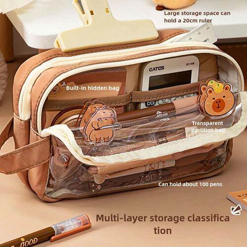 Cute Capybara Pencil Case School Supplies Clear Aesthetic Pe