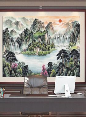聚宝盆广场背景画客厅办公室装修山水画山水挂画沙发背景墙画中国