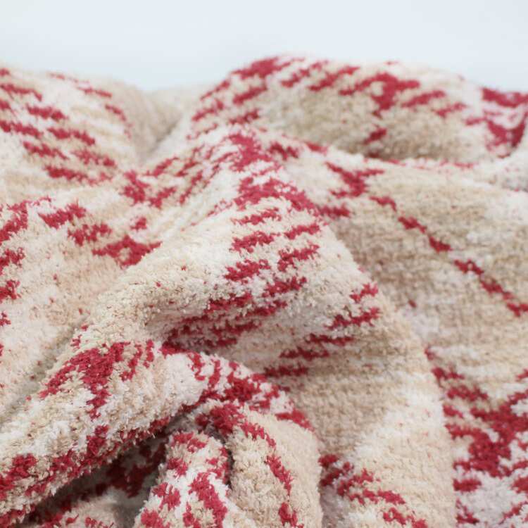 爆亲纹圣诞风支持肤格代发秋冬毛毯绒红色欧美新年款盖毯半边