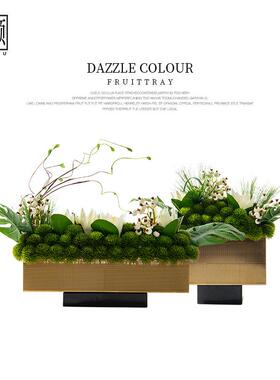 新中式轻奢现代仿真花艺高端绿植摆花玄关端景酒店售楼处前台摆件