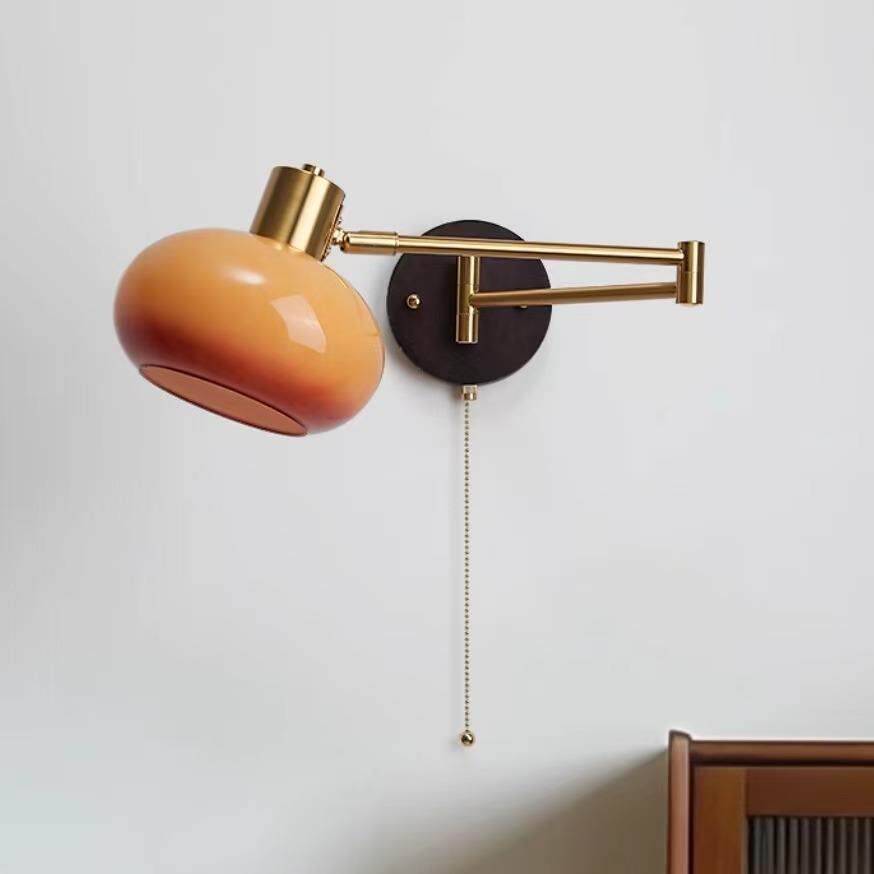 中古风床头壁灯卧室可位移包豪斯vintage奶油风折叠伸缩柿子灯