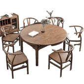 M1北欧白蜡木全实木餐桌多功能可折叠伸缩圆桌简约胡桃色餐桌椅组