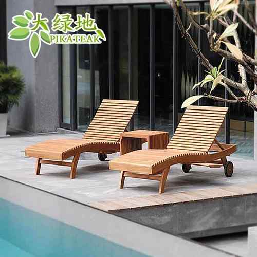 午休躺椅 游泳池旁柚木躺椅庭院柚木躺椅户外休闲躺椅