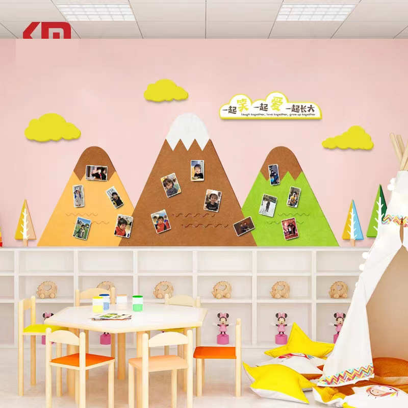 幼儿园环创照片墙背景装饰学校展示板毛毡板墙贴创意主题墙公告栏