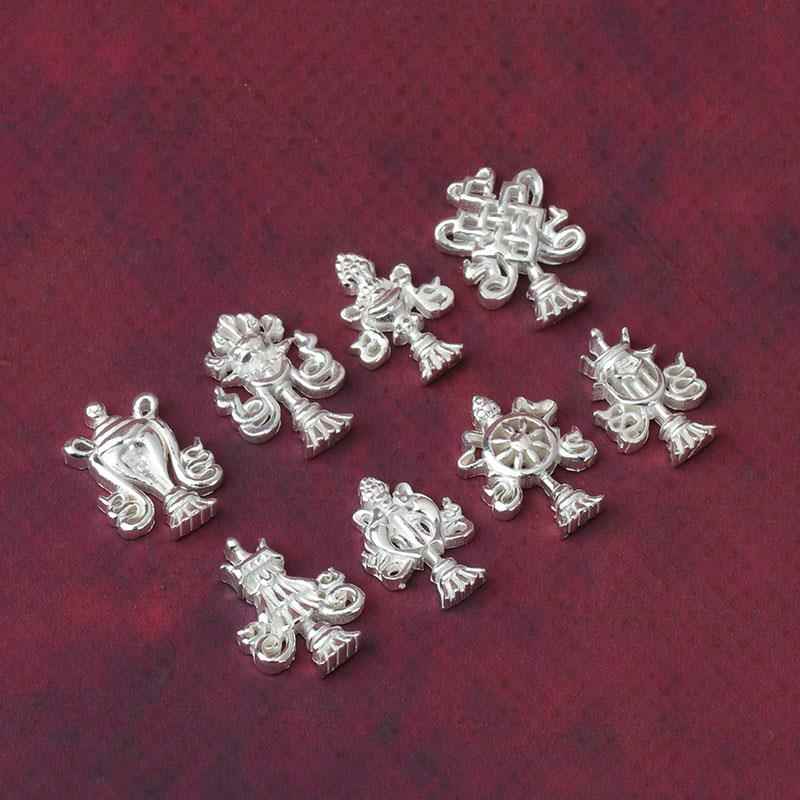 高档纯银供金八摆吉祥镀一套修曼扎盘宝瓶宝塔宝石八宝供佛佛堂奉