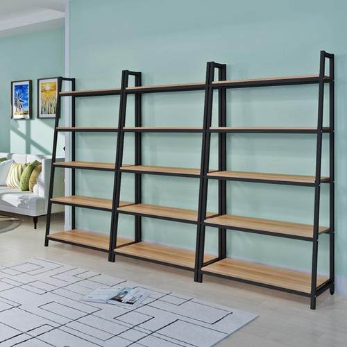 现货钢木书架简易铁艺货架多层置物架家居客厅架子展示架