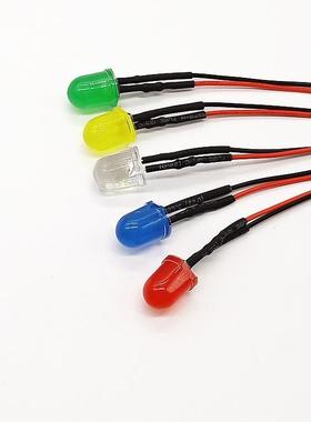 3/5/8/10mm带线LED灯泡发光二极管3V6V12V24V220V设备电源指示灯