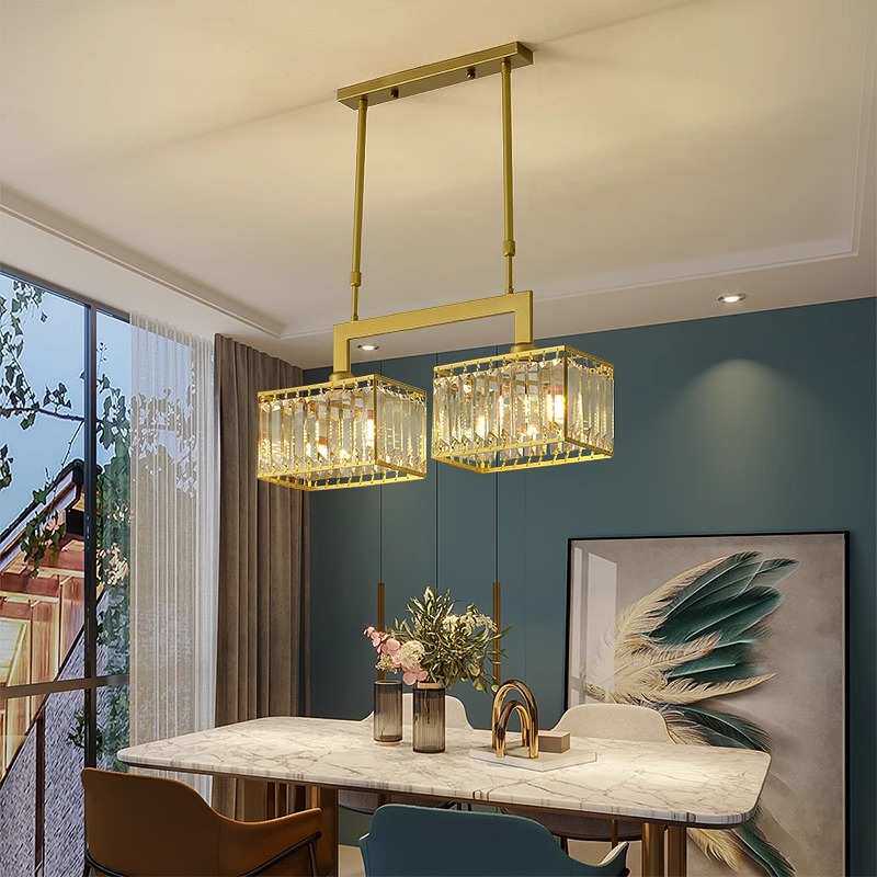新中式铁艺水晶餐厅三头吊灯现代简约长方形饭厅灯轻奢创意吧台灯,家装灯饰光源,客厅吊灯,淘宝优惠券,粉丝福利购,淘宝优惠卷