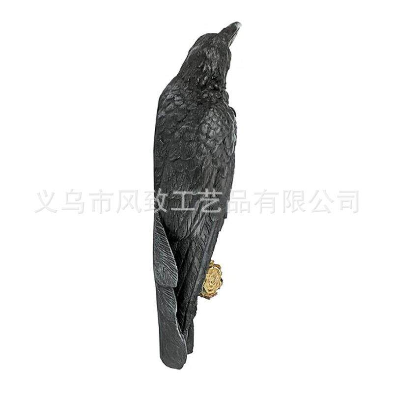 哥特式乌鸦雕塑 花园装饰树脂雕像 黑乌鸦家居壁挂装饰户外