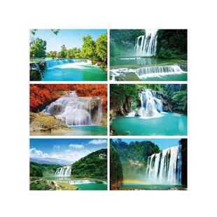 黄果树瀑布流水生财自粘画装饰画沙发背景墙玄关墙画美化遮丑壁画