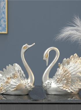 代轻奢情新侣天摆件家居客厅电视柜玄关酒S104香槟柜装饰品鹅乔迁