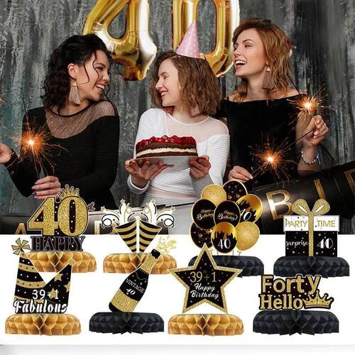 Happy 40th Birthday Backdrop Background Banner For Man Woman