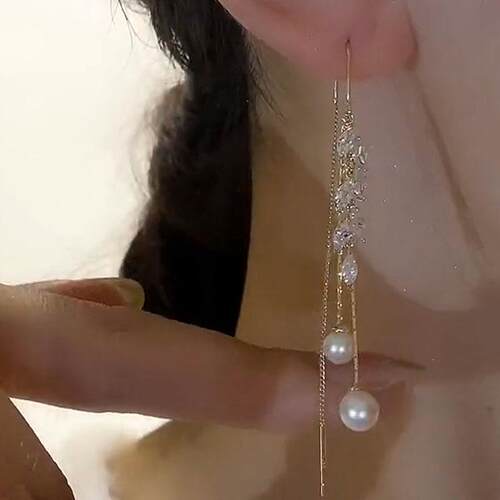 高级感微镶锆石穗穗平安珠珠流苏防丢耳炼气质百搭耳环个性0811k