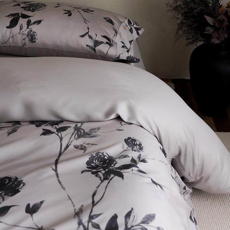 法印复古风贡558式缎长绒棉四套数码花纯棉纽件扣款床单被套床上