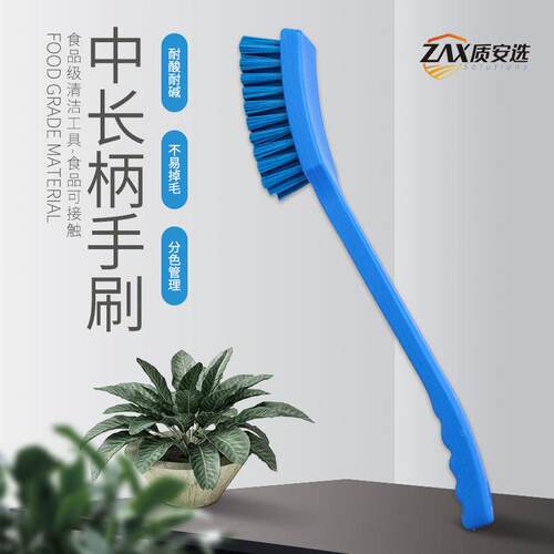 质安选食品级中长柄手刷 台面容器分色管理清洁工具软硬毛清洁刷