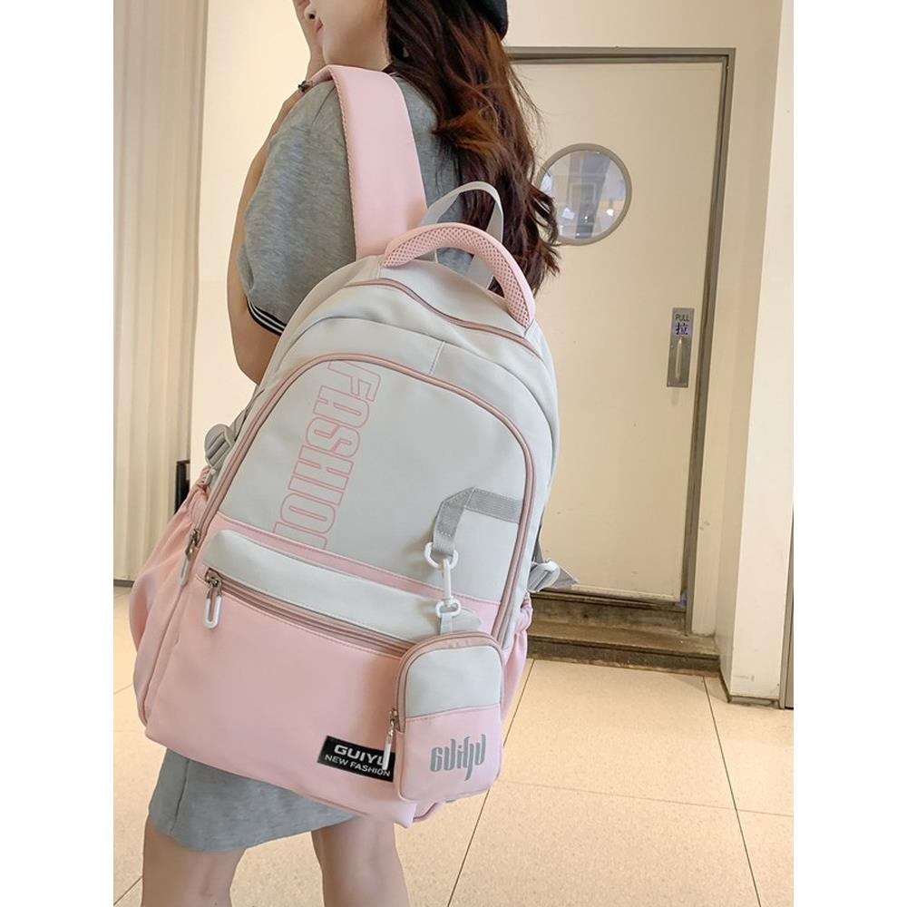 书包女韩版原宿双肩包校园风初中高中学生书包女简约大容量背包潮