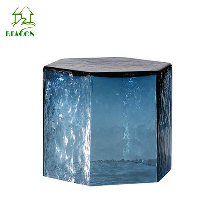 北欧简约个性创意六边形玻璃角几茶几客厅落地艺术摆件创意沙发
