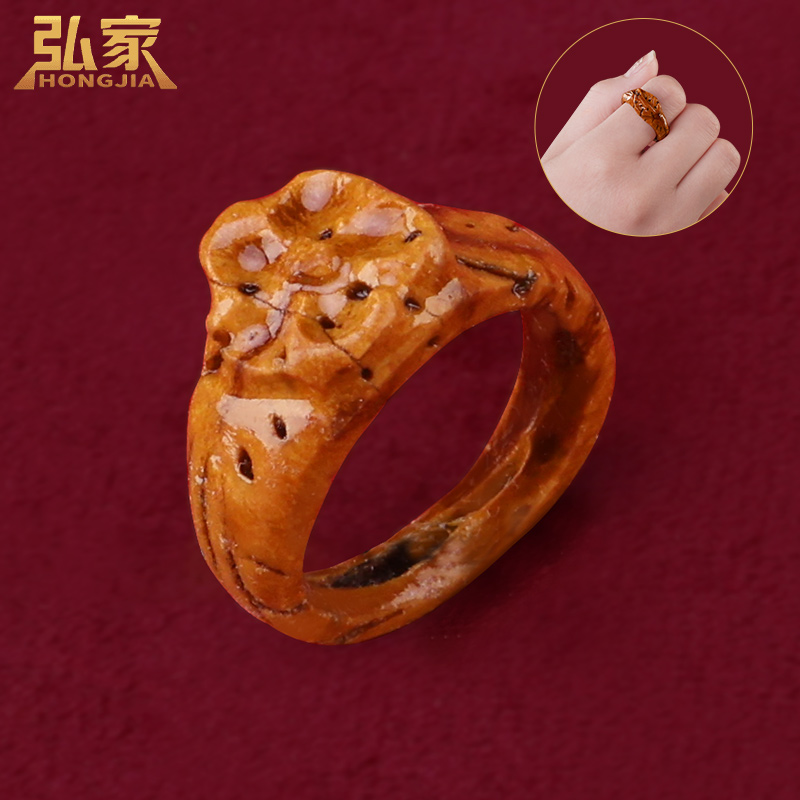 桃木戒指女男款桃核桃花纯手工雕刻饰品指环爱情和睦情侣礼物创意