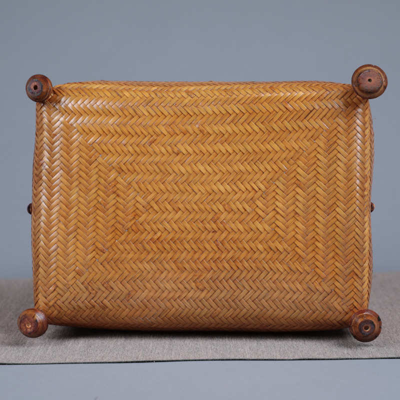 筇竹篮中式提篮果盘竹编水果点心盘小提茶点收纳篮精致