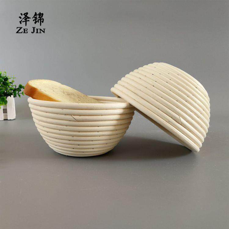 厂家现货亚马逊发酵篮藤编面包篮圆形藤收纳篮烘培篮储物篮水果篮