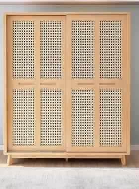 衣柜家用卧编室推拉实木衣橱原木小户移门收纳柜实木柜门91271门