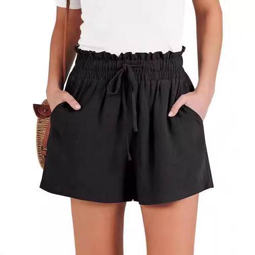 Women'S Linen Shorts Summer Casual High Waisted Drawstring