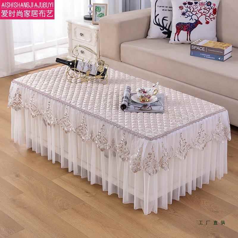 滑茶几桌套罩家全包蕾丝台布F5M599J7用长布方形客厅电视柜组合盖