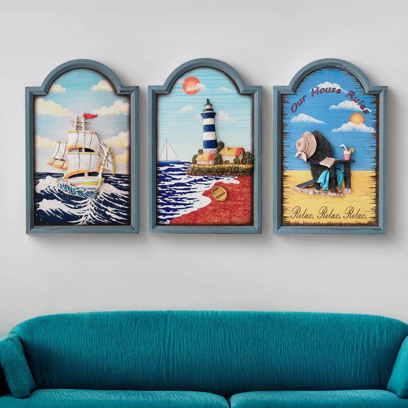 立体3D树脂浮雕画 画有框挂画 画地中海风格装饰画 画客厅卧室墙