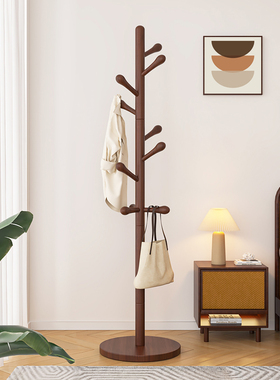 德国Simens挂衣架落地卧室衣帽架家用实木立式榉木挂衣杆室内挂包